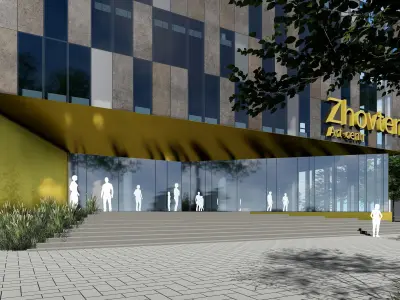 3D model of the cinema building reconstruction 6 versions 3D model