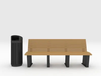 Bench Park 42 Low-poly 3D model