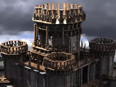 Grand Celtic Bridge Towers Kit bash 3 3D model