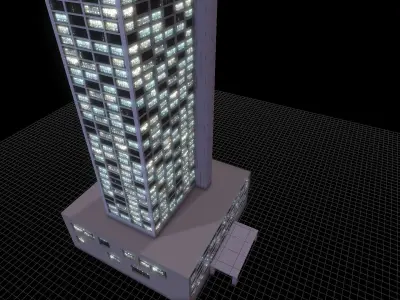 Building at Night - LowPoly Low-poly 3D model