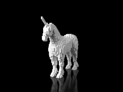 Unicorn Minecraft Voxel Low-poly 3D model