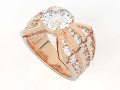 Multi-Row Diamond Ring 3D print model