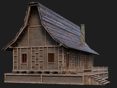 Old Medieval House Building 4K Textures GameReady 107 Low-poly 3D model