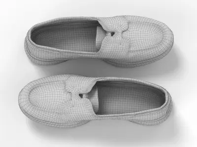 Blue Fabric Boat Shoes 3D model