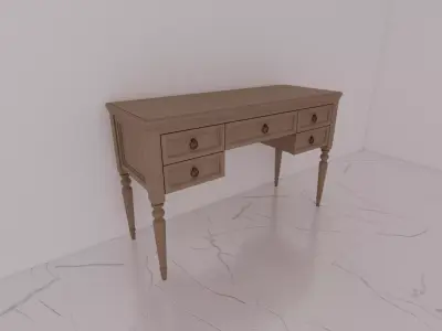 Classic Wooden Console Table With Marble Top Set 3D model
