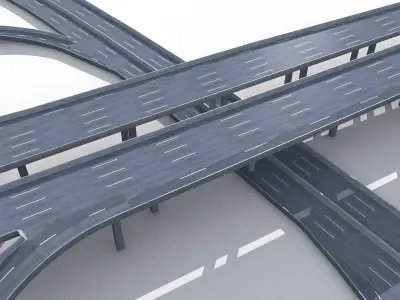 Highway Road Viaduct Flyover-06 3D model