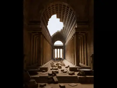 Ancient Vaulted Gallery Monumental Stone Ruins 3D model
