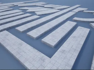 Lowpoly Modular PBR Pavements 2 Low-poly 3D model