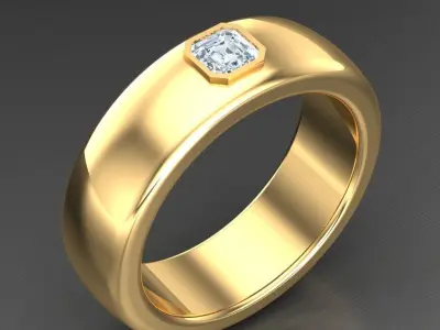 Light Gold Diamond Men Ring 2MR079 3D model