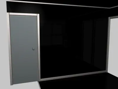 LOUNGE kitchen with glass doors and windows Low-poly 3D model