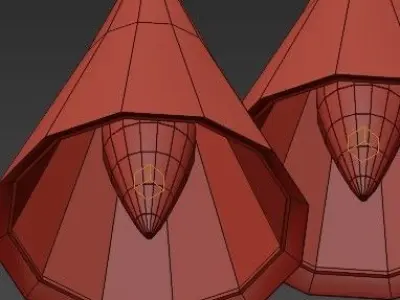 Coppe four different colored pendant lights hanging 3D model