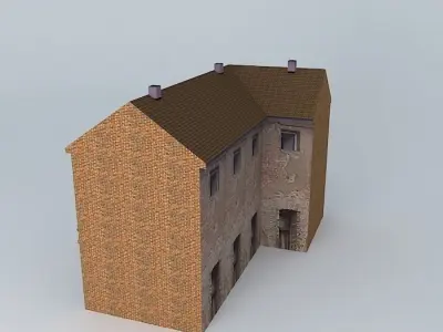 Urban 19th Century Corner House  Low-poly 3D model