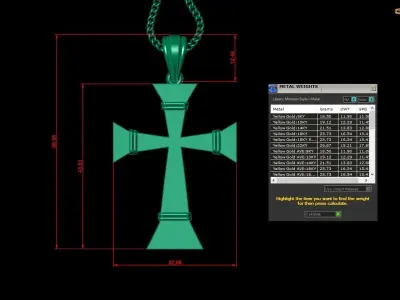 Light Gold 18K Cross Pendant 2CP065 3D print model