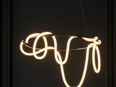 Sculptural Brass Circular Light Pendant by Morghen Studio 3D model