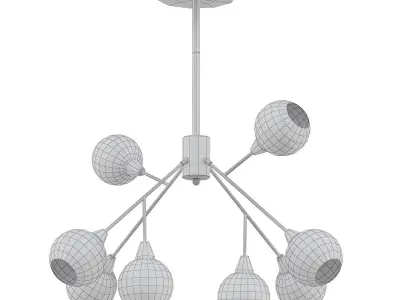 4light modern chandelier with balls 3D model