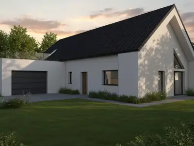 Modern Single Storey House with Garage 3D Model 3D model