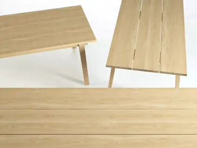 Slice three wooden tables 3D model