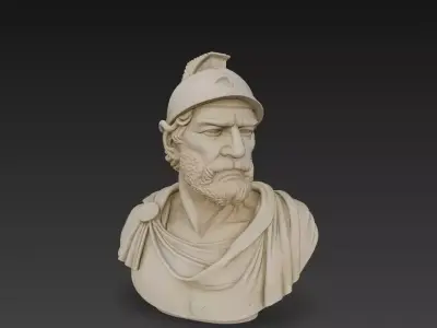 Ancient Greek Warrior Bust Realistic 3D  3D print model