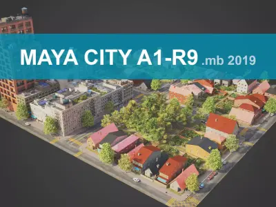 Realistic City District A1-R9 MAYA Low-poly 3D model