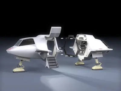 V SkyFighter Ship - External and Internal Detail 3D print model