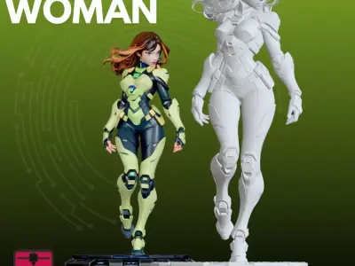 Cyborg Woman STL Futuristic Warrior 3D Model 3D print model
