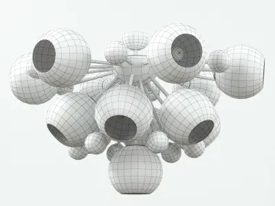 Chandelier modern brass ceiling light with clear glass balls 3D model