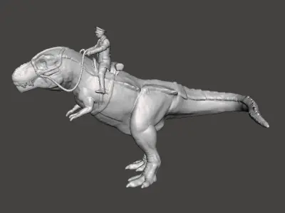 WOLFENSTEIN HITLER ON T-REX MINIATURE MODEL FIGURE SCIFI FANTASY 3D print model
