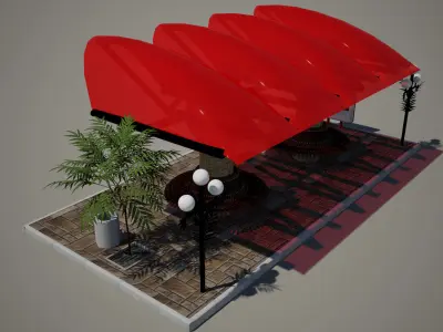 Bus stop Low-poly 3D model