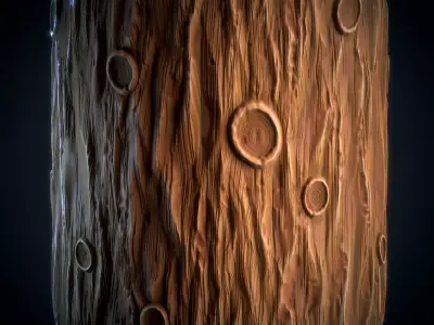 Tree Bark Stylized - VOL 08 - SBsar - Maps 3D model
