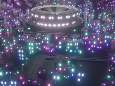 Vibrant Futuristic City Low-poly 3D model