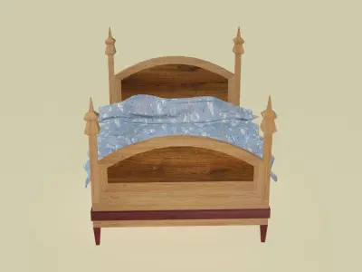 Wooden classical sleeping bed 3D model