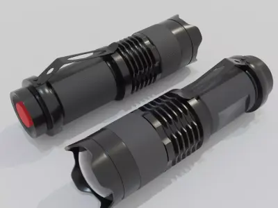 Police LED Flashlight High-Poly Black 3D model