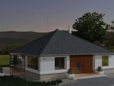 Model of a one story European cottage 3D model