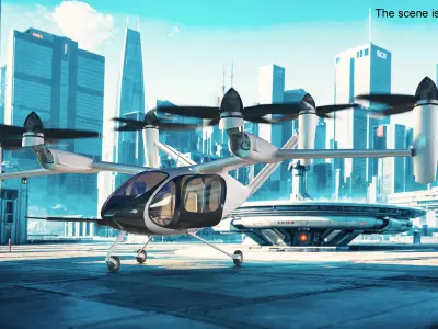  Urban Air Mobility Taxi with Enclosed Cockpit Rigged 