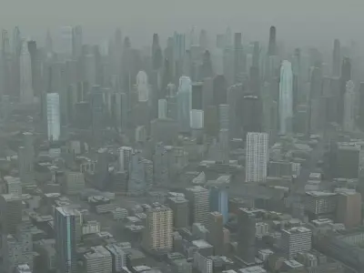 Foggy City Low-poly 3D model