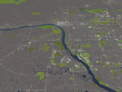 Tulsa 50x50km 3D City Map 3D model