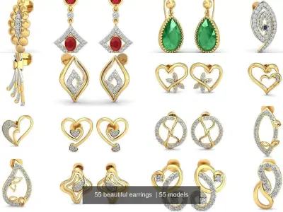 55 beautiful earrings  3D Model Pack