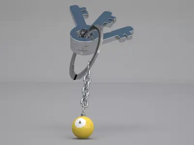 A Snooker Ball with Keychain 3D model