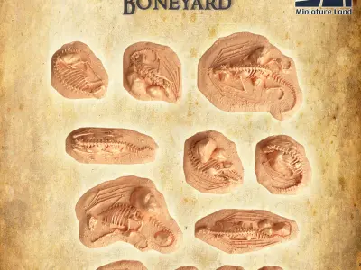 Modular Dragon Bones Tabletop Terrain 28 mm 3D print model