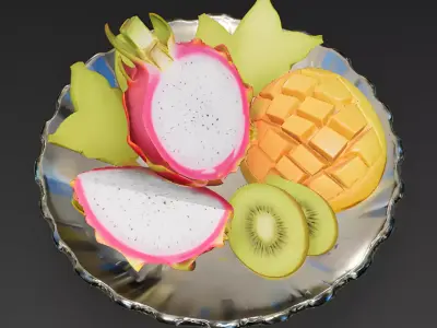 Elegant Glass Tropical Fruit Stand 3D Model Low-poly 3D model