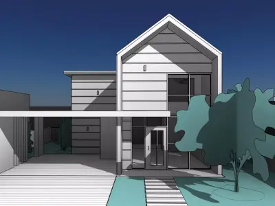 Residential Modern Bungalow 3D model
