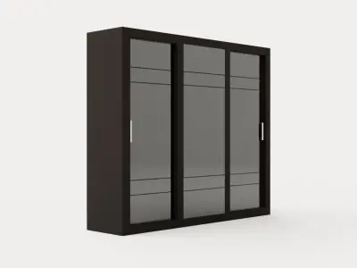 Vesper Wardrobe 250 Cm 3 Sliding Doors Black Low-poly 3D model
