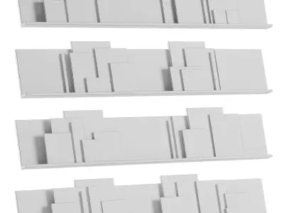 Shelves with compositions of samples of finishing materials 3D model