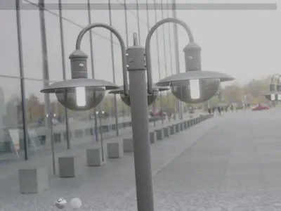 Street Light -7- Matt Black Version -3 Lamps-  Low-poly 3D model