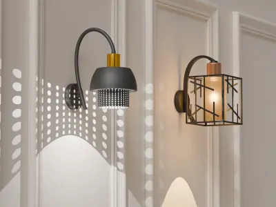 Wall Lamp Light Collection Low-poly 3D model