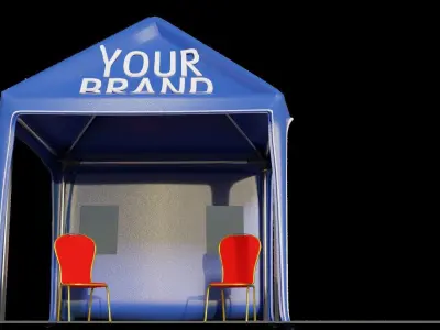 BRANDING STAND with chair 3D model