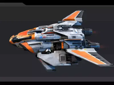 RQ5 - Space Defence Shuttle  Low-poly 3D model