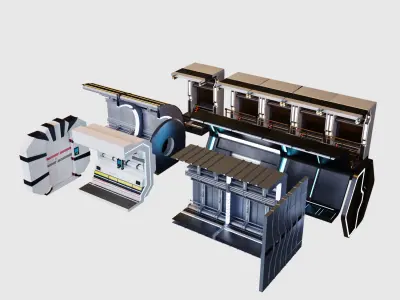 Sci Fi Corridor Set Of Five 3D model