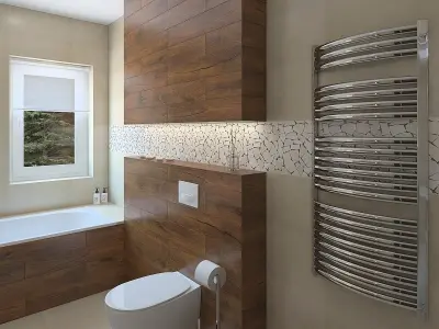 Bathroom with a beautiful mosaic wall 3D model