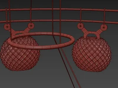 DORIS gold chandelier with glass balls hanging from it 3D model